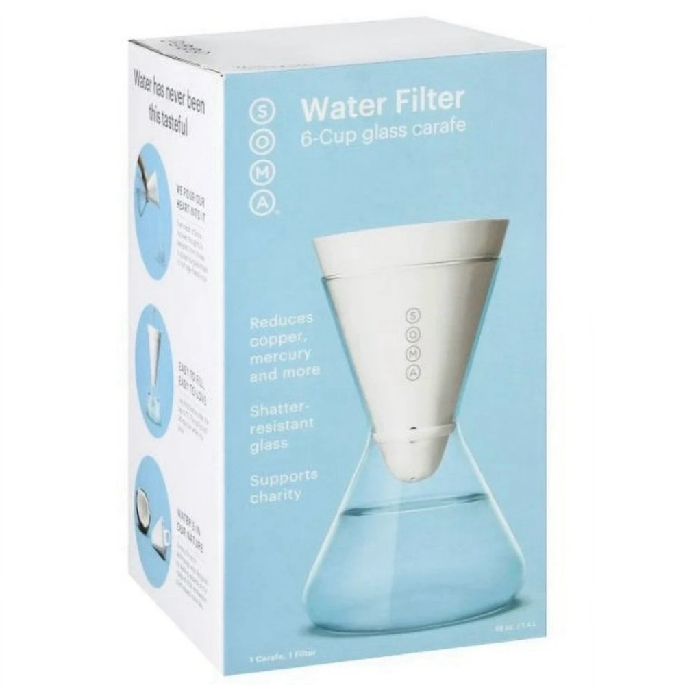 Soma - 6 Cup Glass Carafe Water Pitcher 1.35 Liters/48 Oz - NWT in Box - Picture 4 of 17